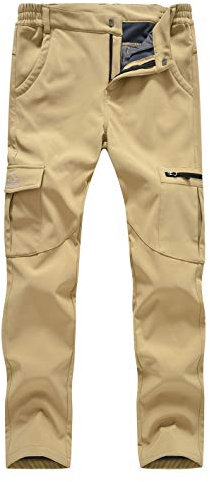 donhobo Damen Gefüttert Winterhose Winddicht Wasserdicht Atmungsaktiv Warm Softshell Hose Outdoor Trekking Wandern Ski Funktionshose Berghose Khaki XL