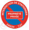 AUA SIGNALETIQUE - Panneau Interdiction de stationner propriété privée 24h-24-7j sur 7 - Ø 330 mm, PVC 1.5mm