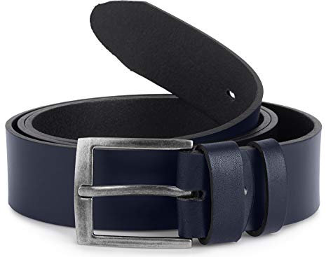 Ladeheid Herren Gürtel Ledergürtel Überlänge L11 (Marineblau-3 (4 cm), 140 cm x 4 cm (Gesamtlänge 157,5 cm))