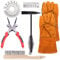 Keadic 6-Piece Welding Slag Removal Tool Set - Multi-Functional Pliers, 10 Chipping Hammer, Welding Gloves, Wire Brush & 2 Metal Gauges
