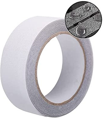 Nastro Antiscivolo Trasparente 5 m x 2.5 cm, Strisce Antiscivolo per Scale Trasparenti Esterne Interne, Nastro Adesivo Antiscivolo per Gradini, Bagno, Antiscivolo Scale (Trasparente)