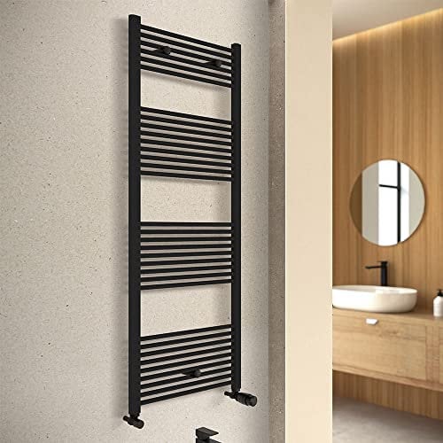 Termoarredo design Nero opaco 600x1800 Interasse 550 mm INCLUDE Kit valvole