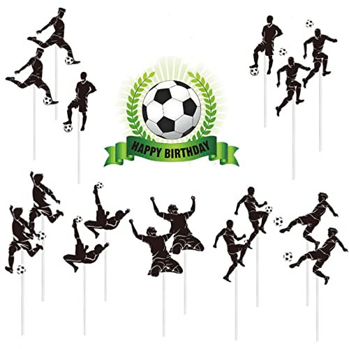 17P Football Player Happy Birthday Cake Toppers,Football Cake Toppers for Boys,Boys Football Birthday Cake Decorations,Soccer Cupcake Toppers for Kids Men Sports Theme Birthday Football Party Supplies