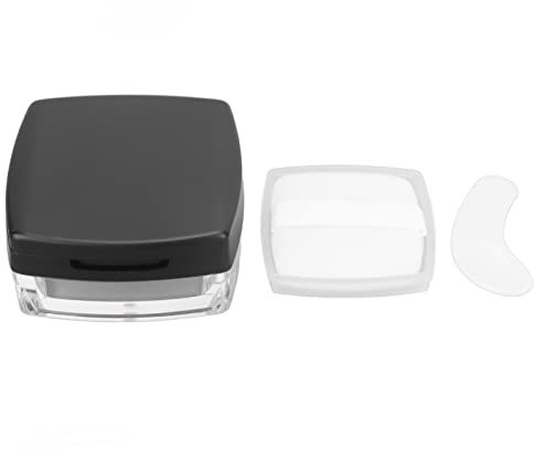 Leere Nachfüllbare Puderdose, Schwarzer Puff-Spiegellöffel, Separate Aufbewahrungsbox für Loses Make-up-Puder, Damen-Make-up-Zubehör für Reisen und Den Täglichen Gebrauch