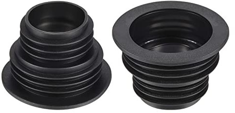 sourcing map Drain Pipe Seal Hose Silicone Plug Sewer Sealing Ring Connector for Kitchen Bathroom, Pack of 2 Black