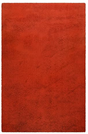 Homie Living Wuscheliger Hochflor Wollteppich für Wohnzimmer, Schlafzimmer und Kinderzimmer - Rossi (120 x 180 cm, rot)