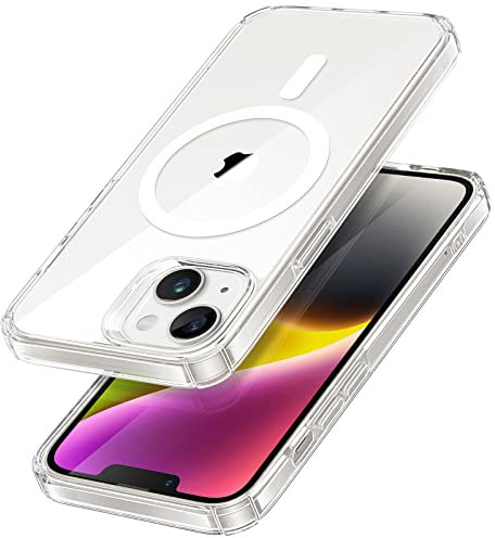 ESR for iPhone 14 Plus Case, Krystec Clear Magnetic Case Compatible with MagSafe, Ultra-Yellowing Resistant, Shockproof Military-Grade Protection, Polycarbonate Buttons, Transparent