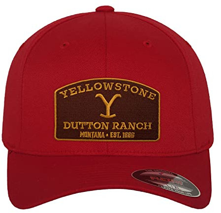 Yellowstone Offizielles Lizenzprodukt Flexfit Cap (Rot), Klein/Mittel