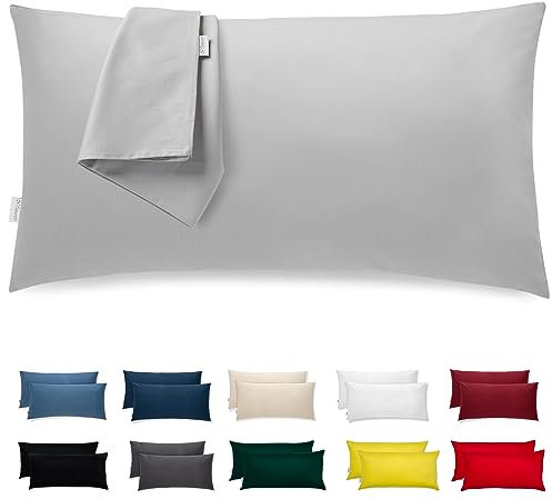 Kissenbezug 40 x 80 Mikrofaser Premium 2er Set Kopfkissenbezug 40x80 für Kissen Bett Stoff Superweicher Resistent Hypoallergen Anti-Milben Atmungsaktiv Kissenhülle mit Verdecktem Zip Voll Waschbar
