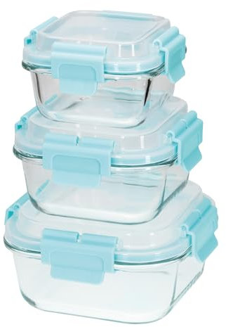 TRANQUIL TOWN® Glass Food Storage Containers – 6 Piece Set (320 ml, 520 ml, 800 ml) – Airtight BPA-Free Lids – Oven, Microwave & Freezer Safe – Borosilicate Glass Meal Prep Containers