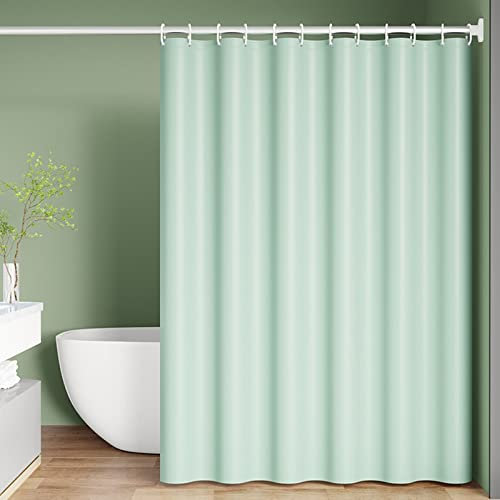 ANAZOZ Cortinas Baño Ducha 240,Cortina Ducha Barata Verde Color Sólido Cortina Ducha de Poliester 240x200CM Cortina Ducha con Anillas y Ojales