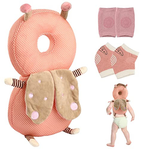 TSLBW Almohada de protección para la Cabeza del bebé, Modas de Rodilla de bebé, Almohada Mochila de protección, Protector de Cabeza de Bebé Ajustable, para Bebé Aprende a Caminar O Correr (Rosa)
