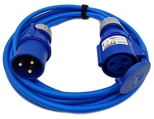 UK Made 5 Metres 32 Amp Mains Power Hook Up Cable Extension Lead 32A IP44 CEE Plug to Socket Coupler. 4mm2 Cable