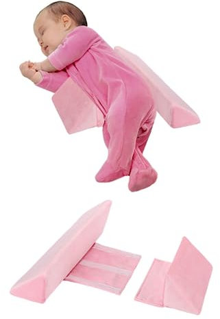 YZNLOQ Safer Baby Seitenschläferkeil, Anti-Roll-Babykissen, 45° Nclined Support Design, verstellbares Anti-Roll-Kissen, geeignet für Babyformung, gesundes Schlafkissen, abnehmbar (Rosa)