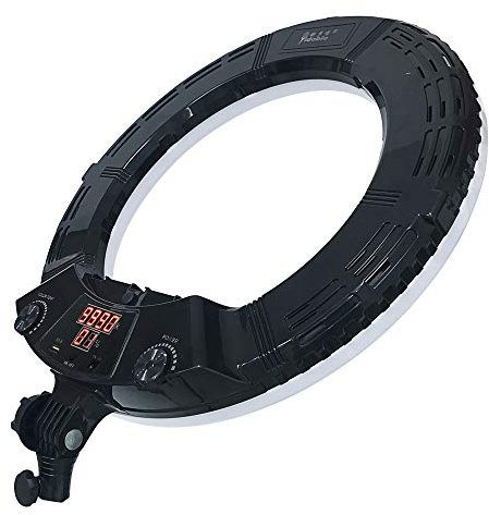 18 Zoll 96W Digitalanzeige Dimmbar Einstellbar 9990K LED Ringlicht Lampe Kit,mit 3 Coldshoe Halterungen,Beleuchtung für Kamera Smartphone Portrait Selfie YouTube Foto Video Studio Fotografie