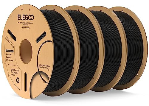 ELEGOO PLA Filament 1.75mm Schwarz 4KG, 3D Drucker Filament Maßgenauigkeit +/- 0,02 mm, 4kg Pappspule (8.8lbs) Filament-3D-Druckmaterialien Passt für die meisten FDM 3D-Drucker