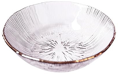 soulnioi Glass Crystal Dipping Bowl, Gold Inlay Seasoning Plate, Mini Snack Dessert Bowls, Small Soy Sauce Dish for Home Wedding Party - Clear White