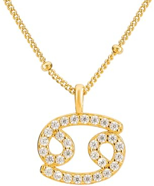 Brandlinger ® Sternzeichen Halskette Damen Silber 925. Sternzeichen Kette. Kette Damen vergoldet mit 18 Karat Gold, Schmuck für Frauen und Mädchen. Kettenlänge verstellbar 45-50cm.
