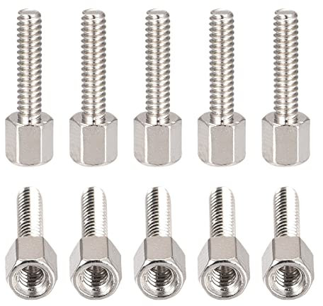 DTGN 4#-40x5x12mm (DxHLxML) - Latón Hexagonal Separador - 100 Paquete - Bueno para Electrónica Máquina - Macho a Hembra Espaciador Tornillo Tuercas - Plata