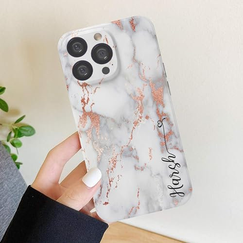 EKAM Personalised Marble Case for iPhone 11 Pro Max - Fully Printed 3D Marble Pattern Shockproof TPU Bumper back Cover, Customise Your Own Name Text (Black & Gold Marble, iPhone 11 Pro Max)
