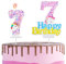 Unicorn Cake Topper with Number Candle & Candles - Happy 7th Birthday Unicorn Theme Party Decorations for Girls & Boys