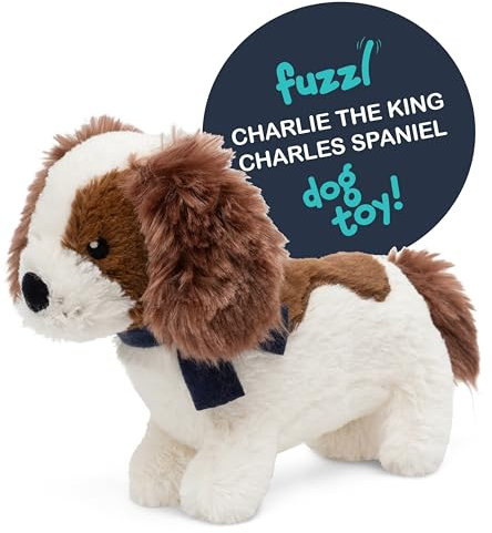 Fuzzl Charlie der King Charles Spaniel Plüschhund und Welpenspielzeug - Interaktives Hundespielzeug mit Quietscher und strapazierfähigen Nähten für kleine und große Hunde Quietschendes Hundespielzeug