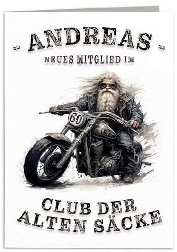 Geburtstagskarte Motorrad Club der alten Säcke 60. Geburtstag Geschenk Karte für Biker personalisiert lustiges Geburtstagsgeschenk Klappkarte mit Umschlag 10,5 x 14,8 cm