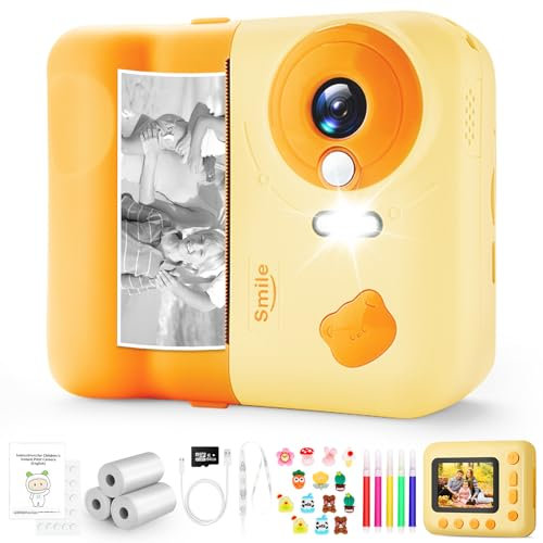 IEEILULU Camara Fotos Infantil Instantanea, 2,4 HD 1080P Camara Impresora Instantanea Niños Color con Tarjeta de 32 GB y Papel Fotográfico, Regalos Cumpleaños para Niñas de 3 a 12 Años (Naranja)