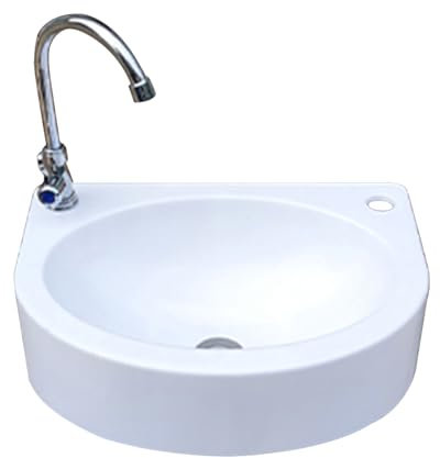 Lavabo Suspendu Blanc, Vasque Universelle Avec Robinet Aucun Perçage Nécessaire, Évier Lave Mains Pour Salle De Bain Camping-car Caravane Toilettes