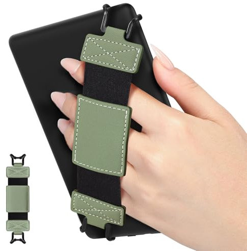 MoKo Correa de Mano de Seguridad para 6-8 Kindle eReaders Fire Tableta - Kobo/Voyaga/Lenovo/Sony Kindle E-Book Tableta,Correa de Agarre de Dedo Elástico Ligero Antideslizante, Celadon