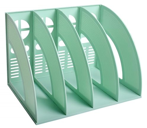 Stehsammler A4, HAIYUU Ordner Organizer Zeitschriftenhalter mit 4 Fächer Stehordner Plastik Schreibtisch-Ordner Aktenordner Büro Organizer Büroausstattung für Hause, Schule, Büro, Papier, Dokumente
