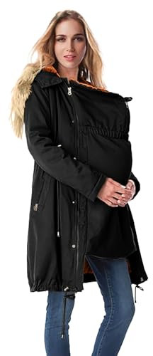Veste À Capuche 3 en 1 pour Porte-Bébé pour Femme, avec Veste À Fermeture Éclair, Manteau Kangourou, Haut De Grossesse, Porte-Bébé, Sweat-Shirt À Capuche en Polaire, ImperméAble