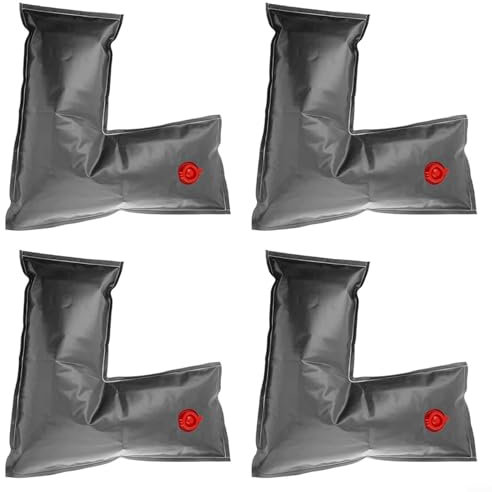 CNANRNANC Pool Wassersack Eckausführung 4er Set 60 x 60 cm Beschwerungssack für Abdeckplane Winter, L-förmige Wassersäcke(Black)