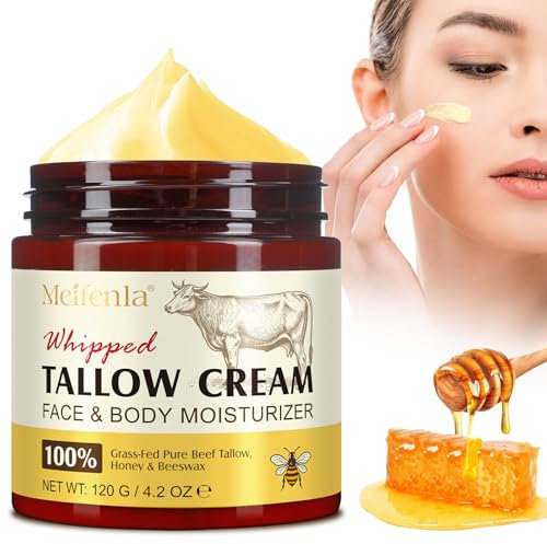 Beef Tallow for Skin,Meifenla Tallow and Honey Cream Natural Tallow Face Moisturizer, Organic Hydrating Beef Tallow Balm Deeply Moisturizing for Face & Body Skin Care