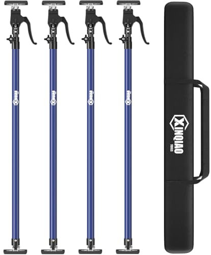 XINQIAO Deckenstütze, Montagestütze Bis 70KG Tragkraft, Teleskopstange 125-290CM, Stahl-Montagestütze für Wände, Decken, Türzargen, mit Einhandabstützung, 4 Stück