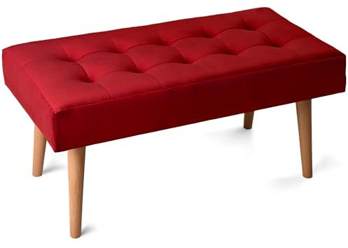 MG Design Polsterbank 45 × 90 cm in Rot – stabiles Holzgestell, weich gepolstert, samtig-weiche Oberfläche mit dezentem Schimmer, pflegeleicht – für Wohnzimmer, Schlafzimmer & Flur