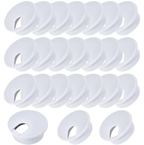 24 Pcs Desk Grommet 35mm, Desk Hole Cover, Desk Cable Grommet, Desk Cable Hole Cover, Cable Grommet (Gray White)