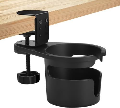 Portavasos De Escritorio Soporte Tazas Antiderrames 360° Giratorio Portavasos Ajustable Altura para Mesas (0-63mm Grosor) Soporte Vaso Escritorio para Hogar/Oficina/Gaming