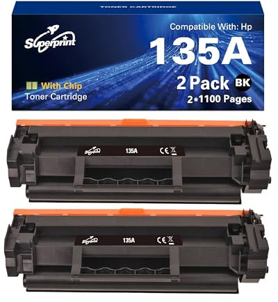 Superprint 135A Tonerkartusche (Mit Chip) Kompatibel für HP Laserjet M209dw MFP M234dw M234sdn M234sdw 135A W1350A W1350X Toner (Standard, 2 Schwarz)