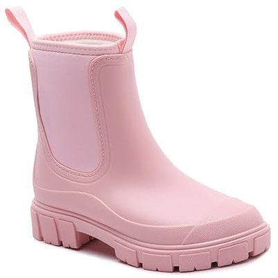 Harssidanzar Femmes bottes de pluie courtes imperméables chaussures de jardin anti-dérapantes cheville Chelsea Boot pour le travail en plein air HL216EU,Rose,Taille 39