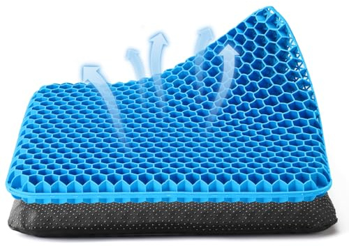 Dyserbuy Honeycomb Cushion, Orthopaedic Gel Seat Cushion for Pressure Relief, Memory Foam Cushions for Office Chairs, Car, and Wheelchair, Coccyx Support, Non-Slip (Blue)