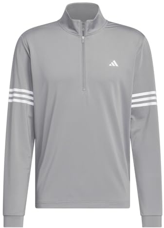 adidas Mens 3 Stripe Zip Top Grey L