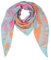 Damen Musselin Halstuch Made in Italy mit Leo Love Happy– Leichtes Dreieckstuch für Frühling & Sommer, Baumwolle, ca.195x85 cm (Happy Hellblau)