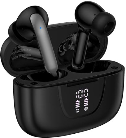 Auriculares inalámbricos Bluetooth de 5.3 pulgadas para Samsung Galaxy S25 Ultra S24 S23 S22 S20 A16 A15 60H Reproducción LED Power Display IPX7 Impermeable Deportes en el oído Auriculares con