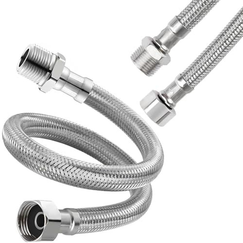 2 Stück Doppel-Pack Flexschlauch 3/8 Zoll mit Edelstahlumflechtung - Verbindungsschlauch für Wasserhahn Eckventil (20cm)
