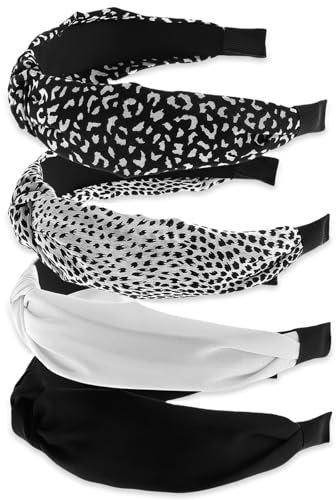 4 Stück Leopardenmuster Haarreifen Damen Breit, Rutschschutz Haarreif Damens Mode Haarreifen Damen Elegant,Vintage Haarbänder Frauen Geeignet Für Geburtstag Valentinstag Muttertag