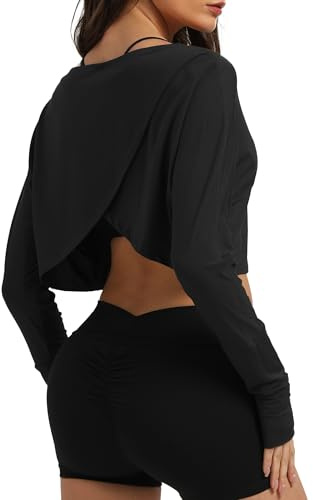 SEAUR Women's Long Sleeve Slim Soft Loose Fit Thumbhole Sports T-Shirt S-XL