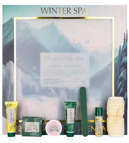 Accentra – Adventskalender Beauty 2025 mit 24 Wellness & Körperpflege Produkten – SPA Pflege Adventskalender Frauen mit Bodylotion, Badesalz, Seife, Duschbombe Kerzenhalter uvm. – Weihnachtskalender
