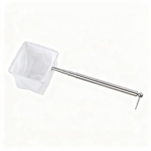 Aquarium Garnelennetz 6.5cm, Kleines Fischnetz mit Ausziehbarem Edelstahlgriff, Feines Nylon-Netz, Praktischer Aquarium Kescher für Kleine Teiche und Aquarien, Teleskopstiel, 1 Stück