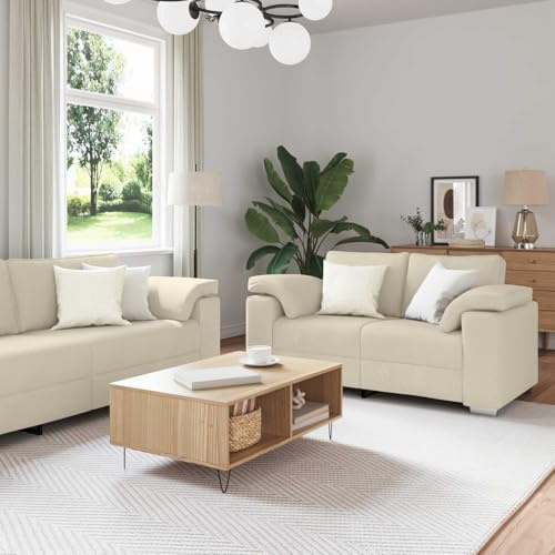 Bucmath Sofa Set 3-teilig Schwarz Leinenmischgewebe, Modernes Wohnzimmer-Sofa mit Metallrahmen, Langlebige Polstergarnitur für Innenbereiche, Komfortable Sitzlösung